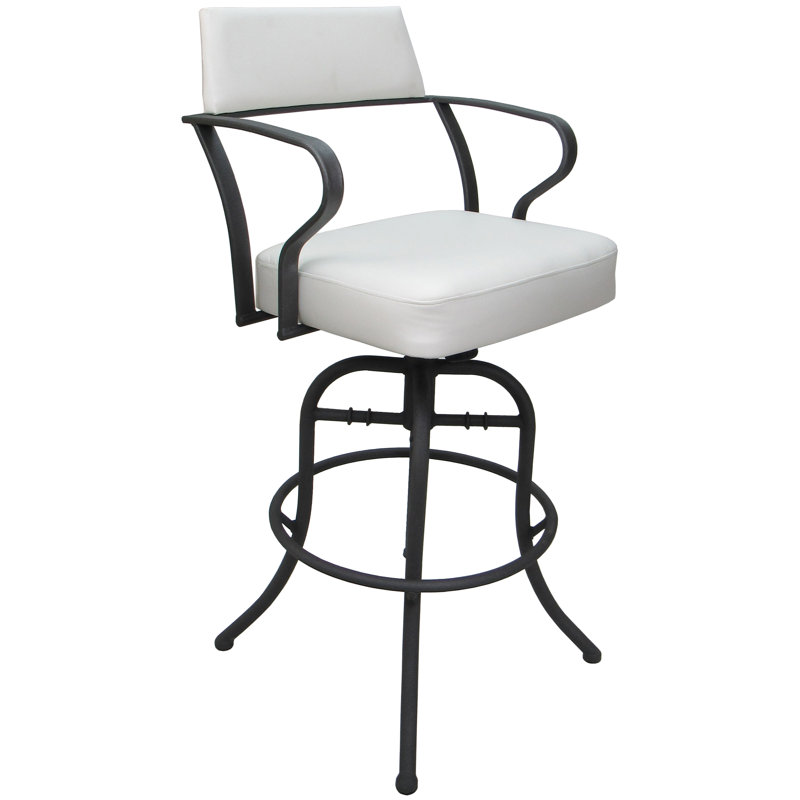 Tabouret de comptoir pivotant 26 po Chiyomi, Vinyle - siège blanc / structure grise