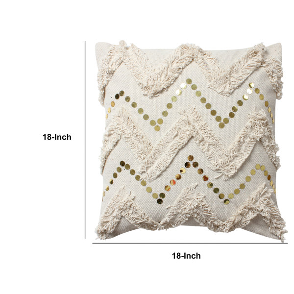 Dillwyn Beige Cotton Throw Pillow - 18L x 18W Square