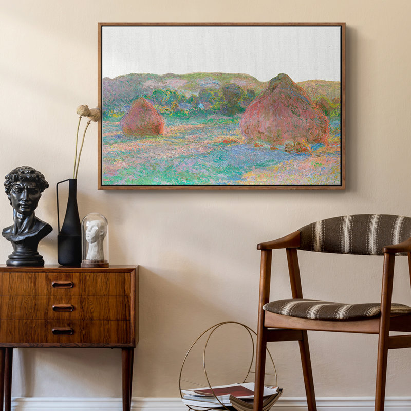 Paysage rétro CLCL, Toile encadrée noyer flottant, H 27 po x l 41 po x P 2 po