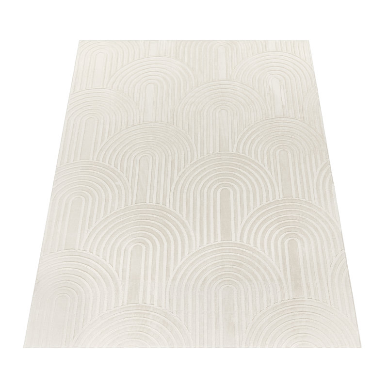Lynell Rectangle Geometric Dhurrie, Light Beige, Rectangular 80cm x 150cm
