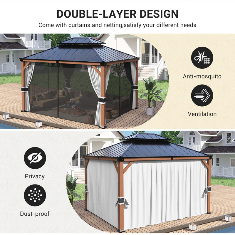 Pavillon de jardin en aluminium, H 36 po x l 147 po x P 123 po