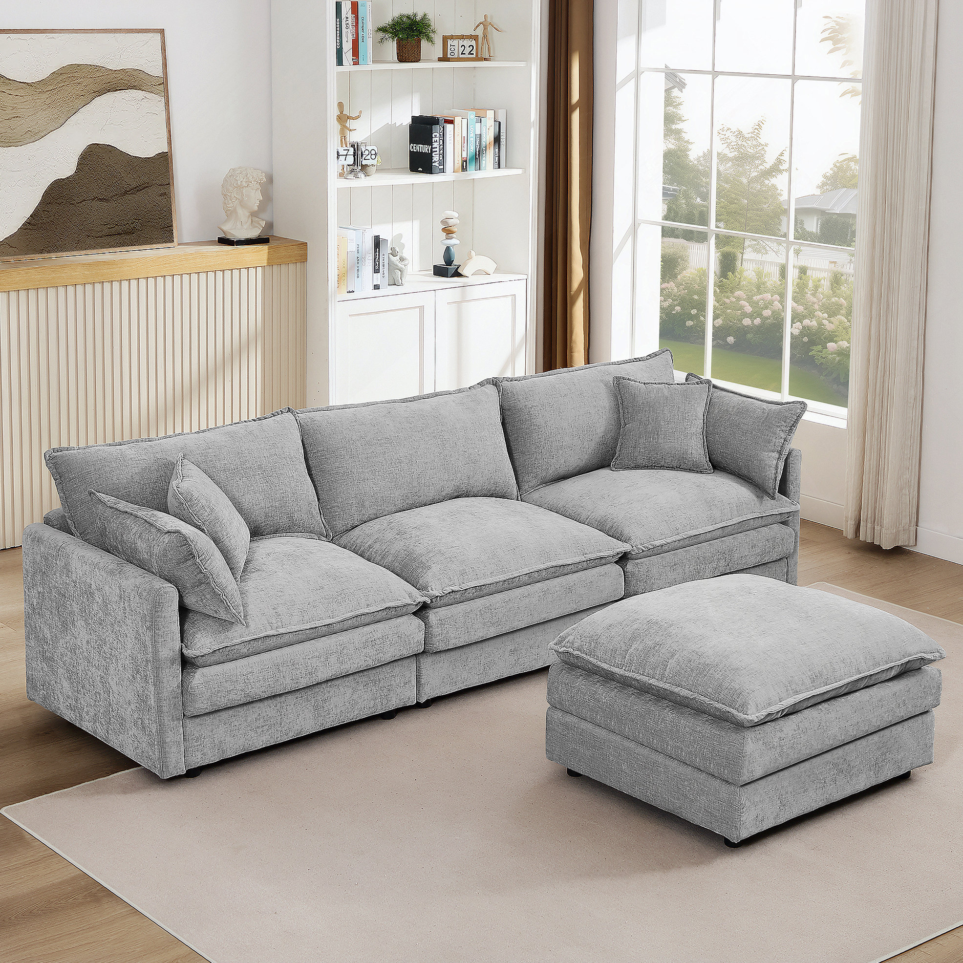 Latitude Run® Modular Sectional Sofa With Movable Ottoman, DIY ...