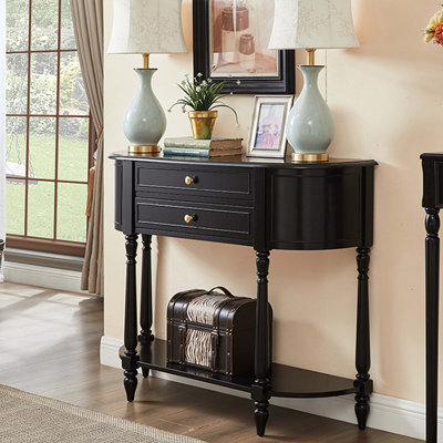 Console noire en bois massif