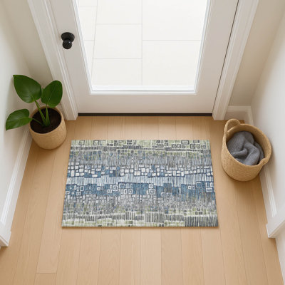 Machine Washable Indoor/Outdoor Huseby ACN2268 Geometric Rug
