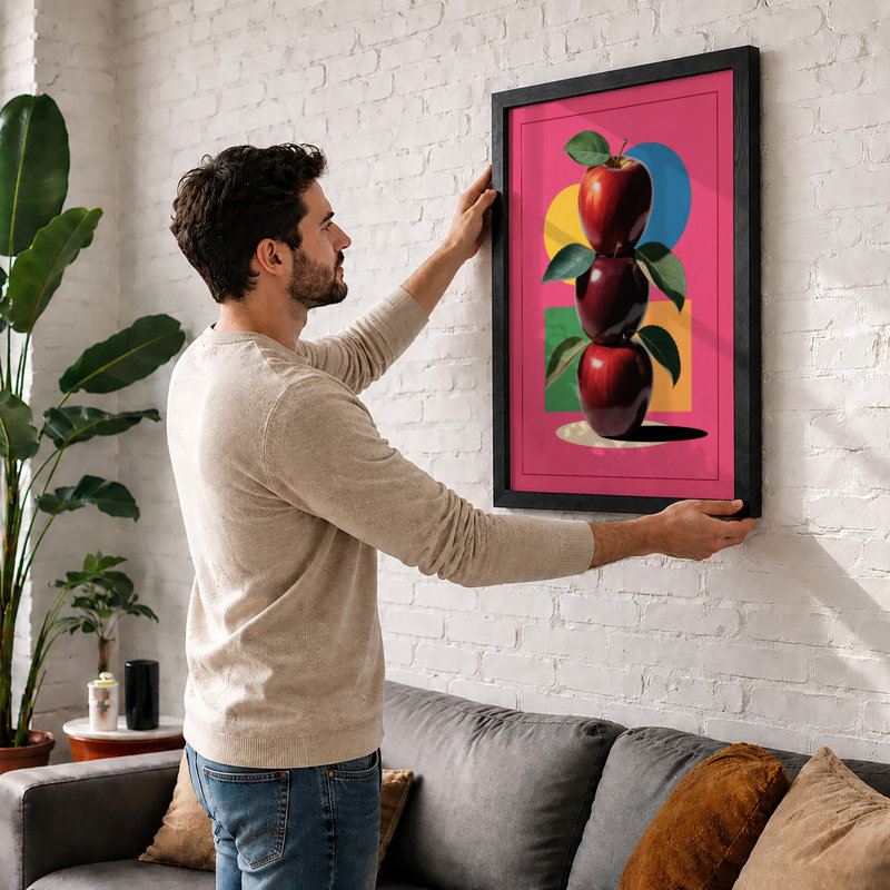 Stacked Red Apples Modern - Framed Print, Unframed, A1 - 84.1 x 59.4 cm