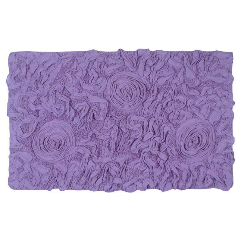 Schoenberger Floral Design Cotton Bath Rug, Pink, 24" L x 17" W