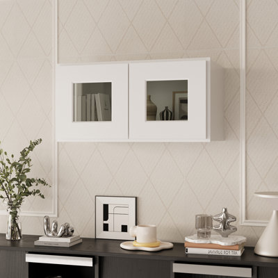 Armoire murale en verre contreplaqué blanc 36 po x P 12 po x H 12 po Prêt à assembler