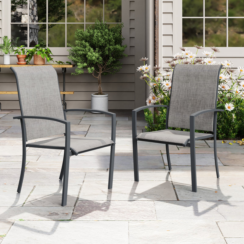 Ensemble de 2 chaises de patio pour l'extérieur, Gris