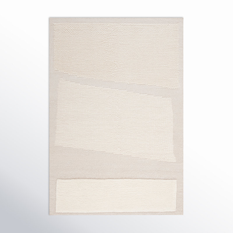 Mullen Flatwoven Wool Ivory Rug, Rectangle de 5 pi x 8 pi