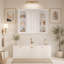 Armoire de rangement murale pour salle de bain avec charnières à fermeture douce, portes battantes et 1 tablette réglable.