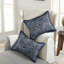 Ensemble de literie pour très grand lit, couvre-lit réversible en jacquard bleu marine avec coussins
