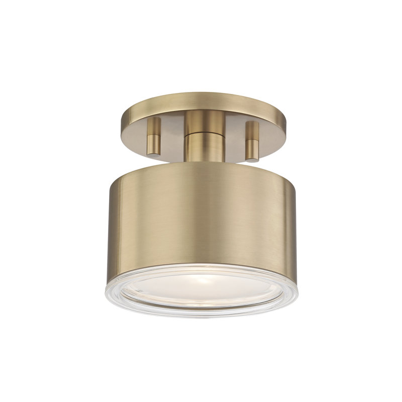 Plafonnier semi-encastré 1 lumière 5,25 po Nora, Laiton vieilli