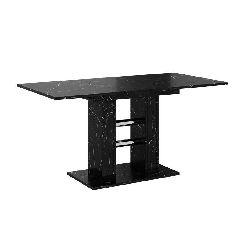 Extendable Dining Table, Black Marble Effect