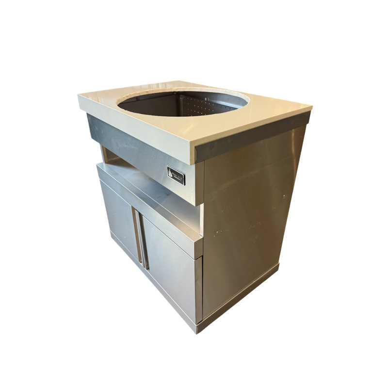 Mont Alpi Makm-18 Heavy Duty Stainless Steel Universal Kamado Charcoal Smoker Grill Module + Storage Cabinets & Granite Countertops - For 18" Big Green Egg, Kamado Joe Classic, Akorn, Pit Boss Models