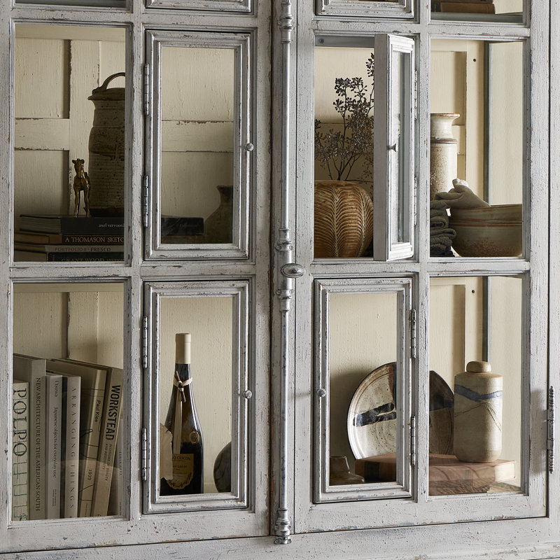Loami China Cabinet, Distressed Gray Blue Veneer