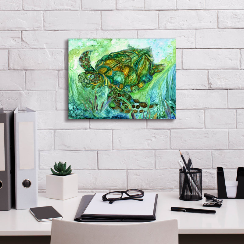 «Sea Turtle - Spirit Of Peace» par Carol Cavalaris, art mural sur toile, H 12 po x l 16 po x P 0,75 po