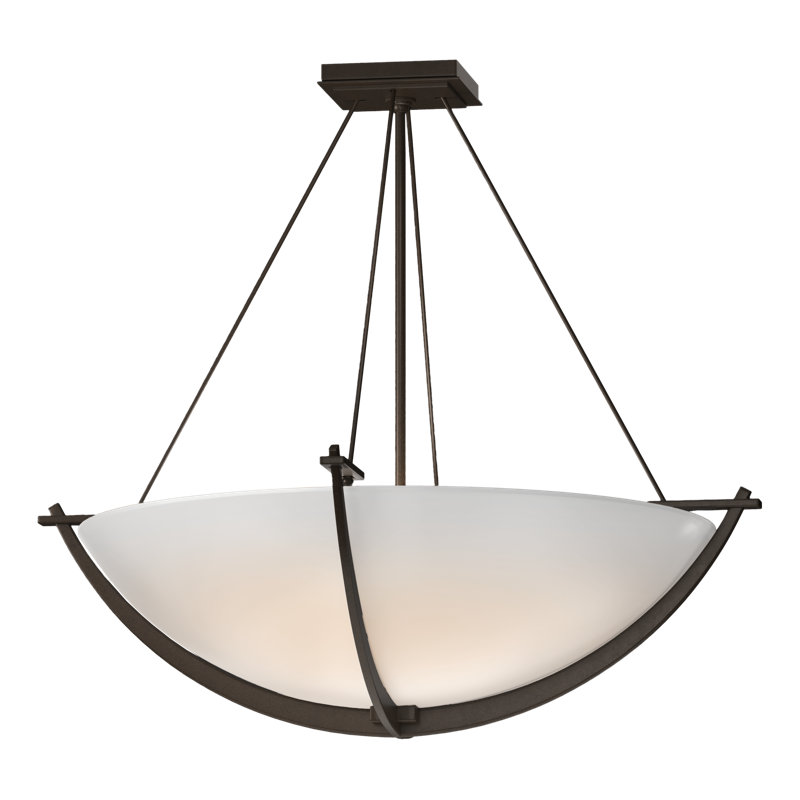 Compass 3 - Light Semi Flush Mount, Bronze, Opal White, 24.1" H x 27.4" W x 27.4" D