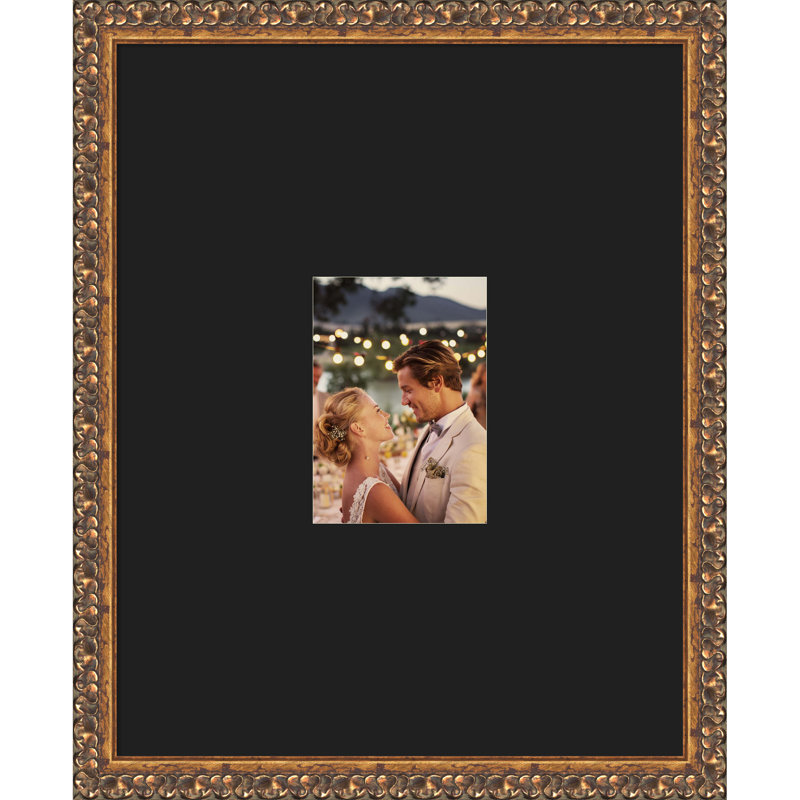 Antique Bronze Wood Picture Frame, 16x20 Matted to 5x7, Smooth black