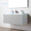 Ensemble de meuble-lavabo double mural 48 po avec lavabo en acrylique Annalisse - devant cannelé, tiroirs à fermeture en douceur-409846583