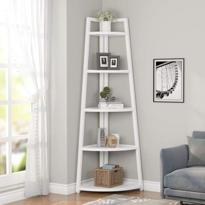 Tribesigns 5-Tier Corner Shelf, 70" Tall Corner Ladder Shelf Small Bookshelf