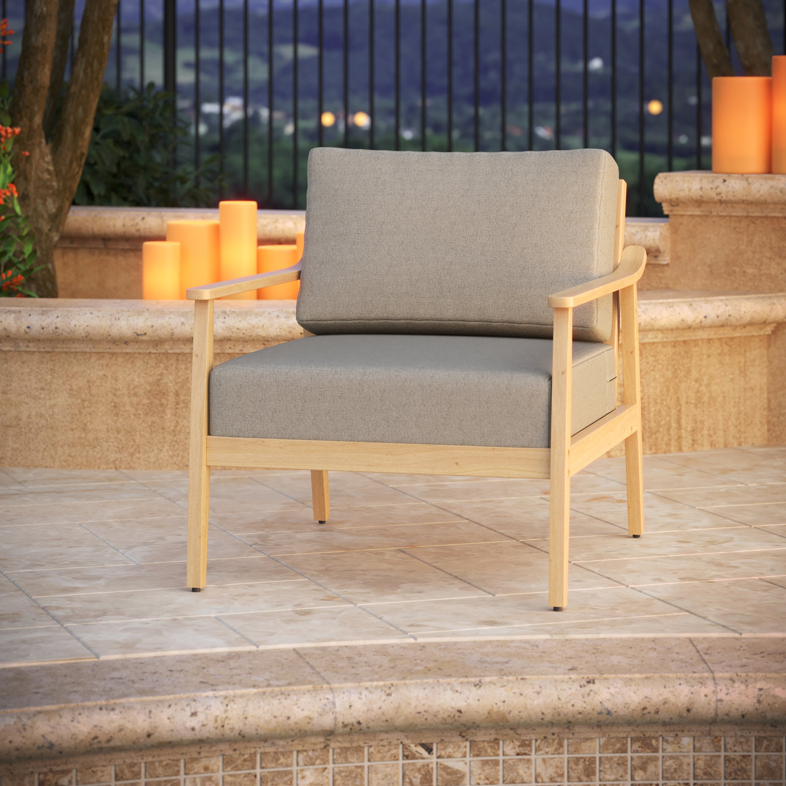 Amala Outdoor Sunbrella® Seat/Back Cushion, Sunbrella® Spectrum Dove, 28.5" W x 28.5" D