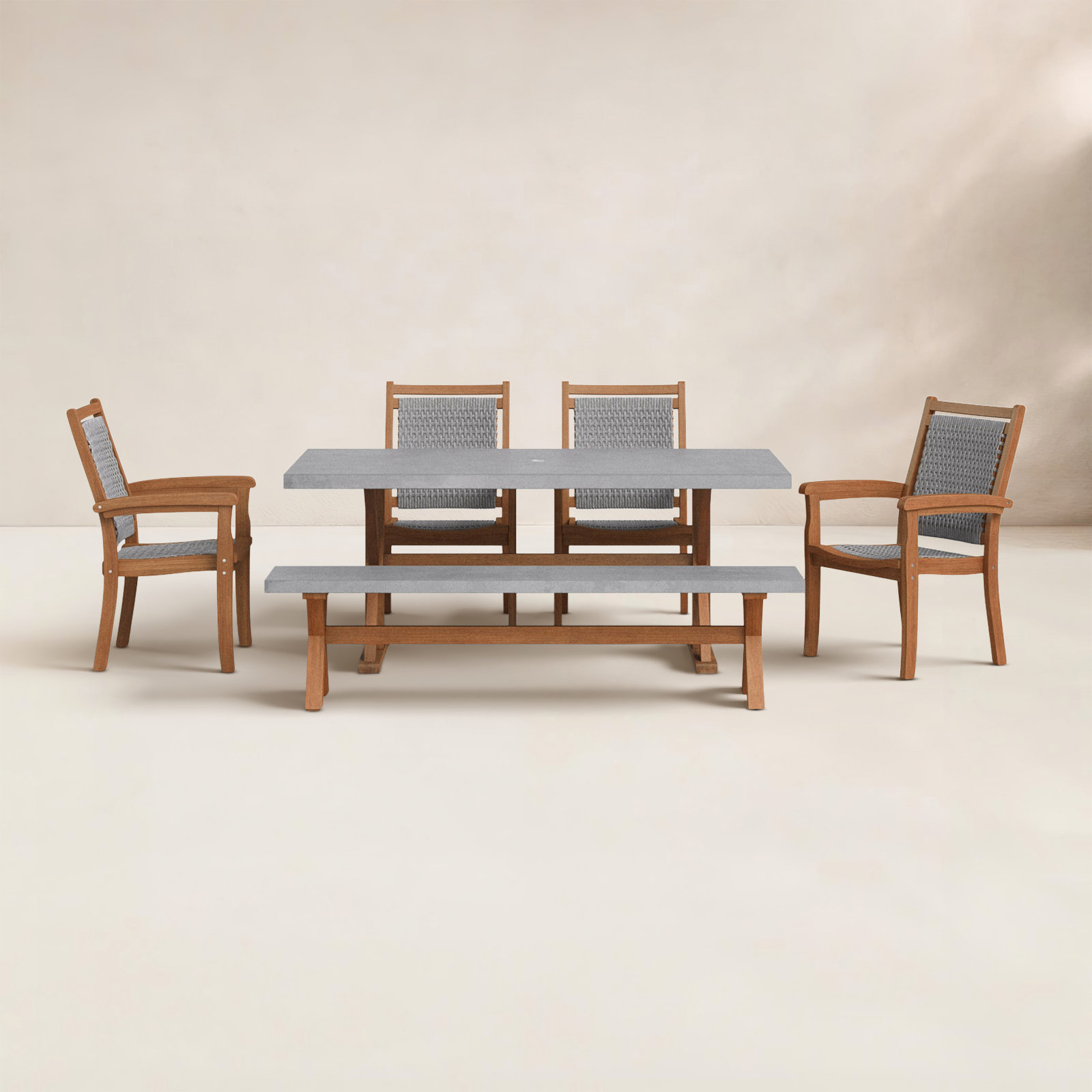 Fleur 74" Eucalyptus Patio Dining Set