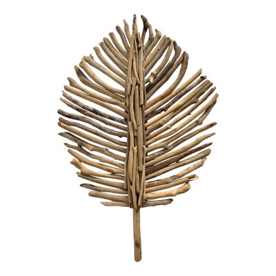 Decorative Leaf Driftwood Wall Hanging Decor for Living Room or Kitchen  Modern Artistic Wall Art Sculpture Home Decoration for Entryway  33", Brown