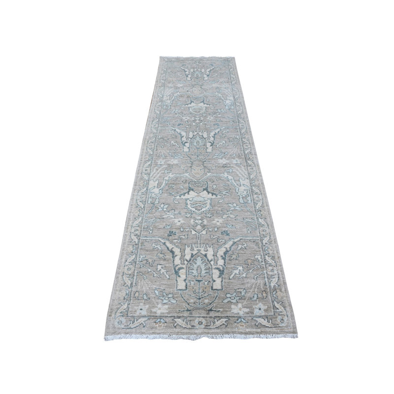 Tapis de couloir oriental gris en laine noué à la main 2 pi 9 po x 9 pi 7 po Peshawar Bijar 9B8193241DA2458CAECBA7FC40043D55