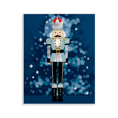 Blue Holiday Nutcracker Wall Plaque Art by Grace Popp