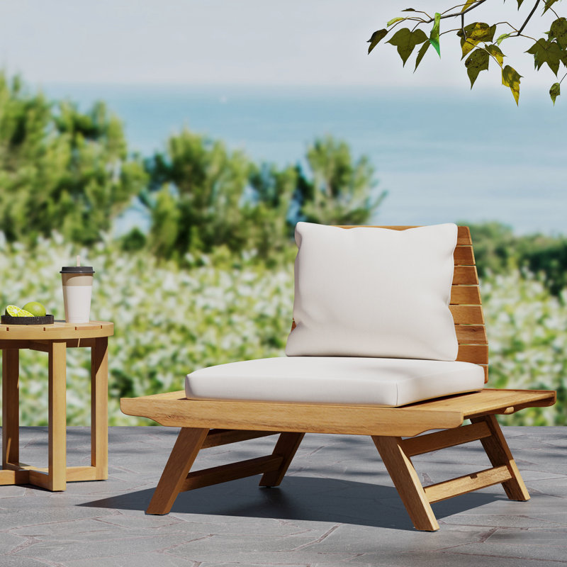 -Like Wood Club Chair With Spill- Cushions For Outdoor Patio In Color To Spills Upholstery, Teak