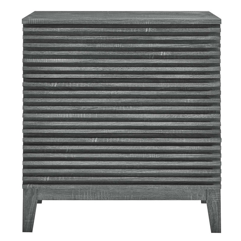 Charcoal Mid-Century 3-Drawer Bachelor's Chest with Tapered Legs