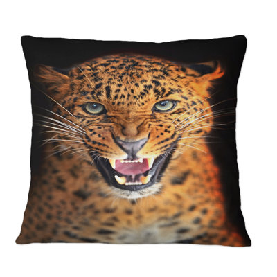 Portrait d'un léopard V - coussin décoratif traditionnel imprimé