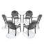 Chaise de patio en fonte d'aluminium 6 pièces avec cadre noir et coussins bleus (Identique à: W1710S00481), chaise
