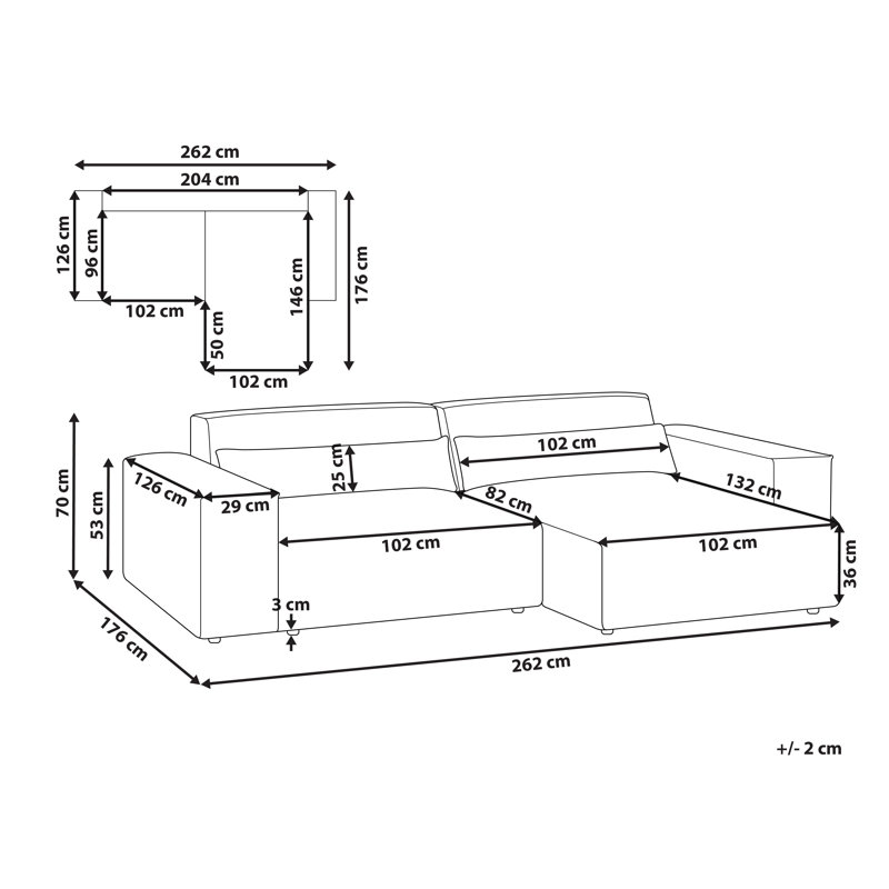 Boleslovas Sofa & Chaise, Beige, Left Hand Facing