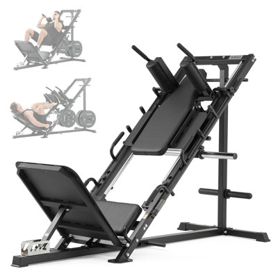 Leg Press & Hack Squat Combo - Machine à roulement linéaire avec repose-pieds à 3 angles pour la gymnastique à domicile