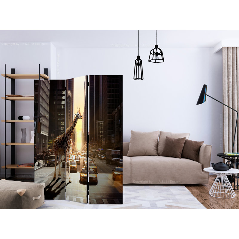Guztavo 135cm W x 172cm H 3 - Panel Solid Wood Folding Room Divider