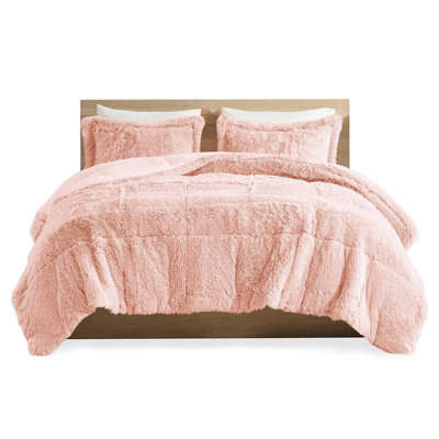 Shaggy Long Fur Comforter For Twin/Twin Xl - Blush Dazzling Warm