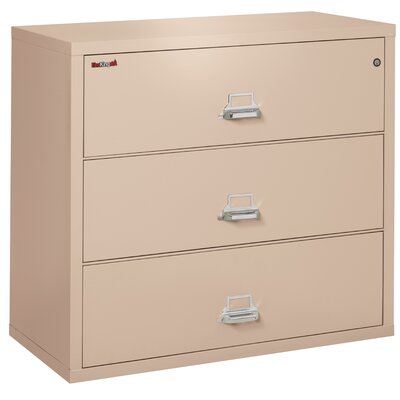 3-Drawer Lateral File Cabinet -  FireKing, 3-4422-C (champagne) (w/ 3006 Lock)