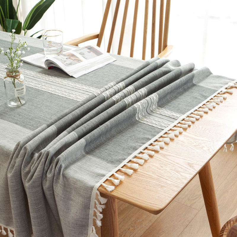 Nappe en mélange de coton Karns, gris, 62 po x 54 po