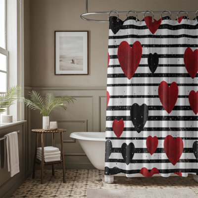 Black & Pink Love - Rideau de douche Premium