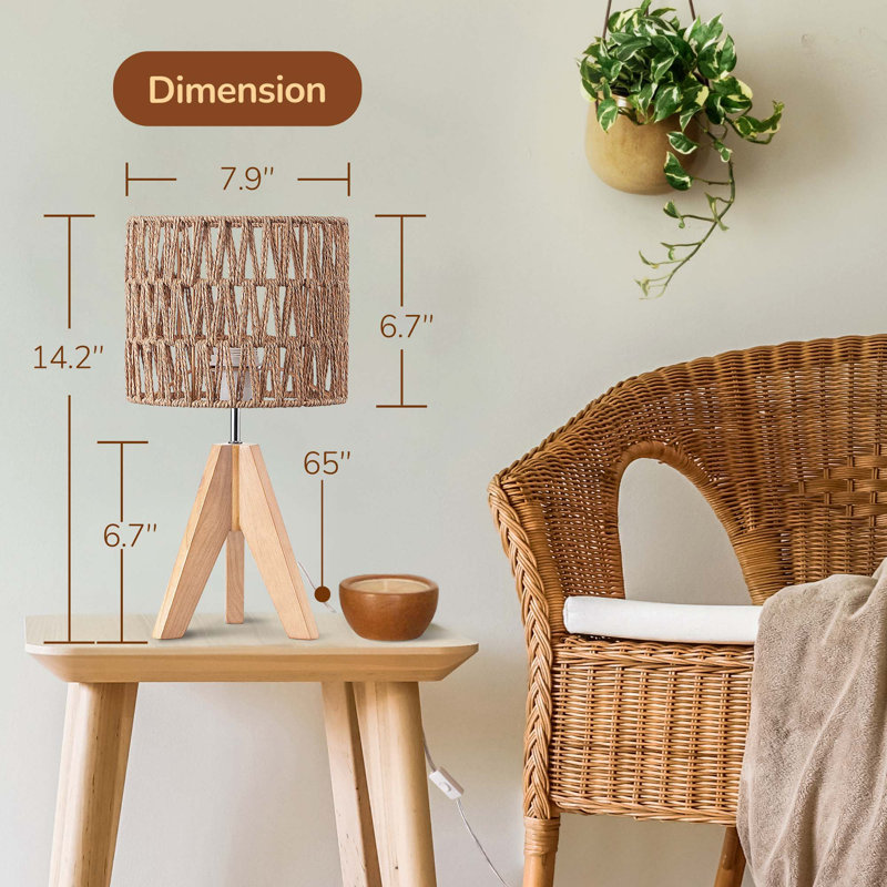Solid Wood Tripod Table Lamp With Aurion Shade