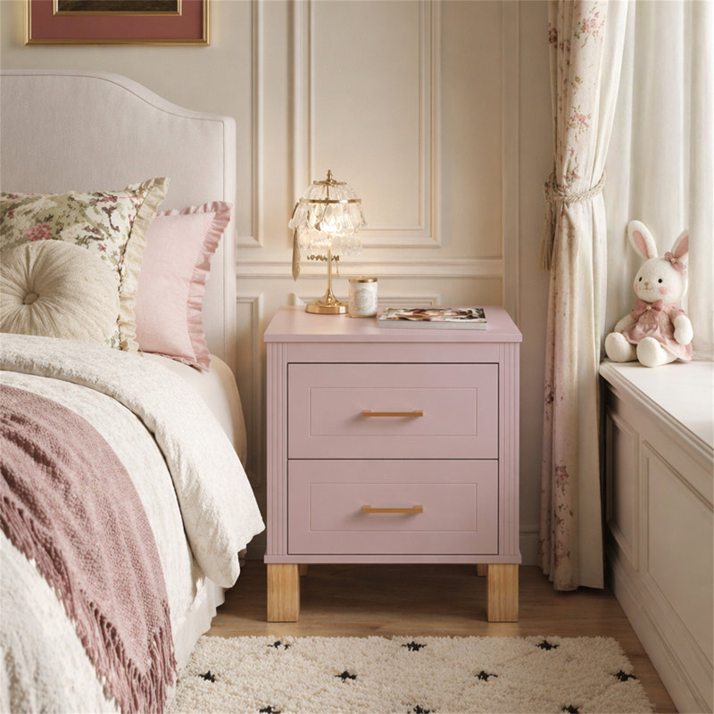 Table de chevet 2 tiroirs, Pink
