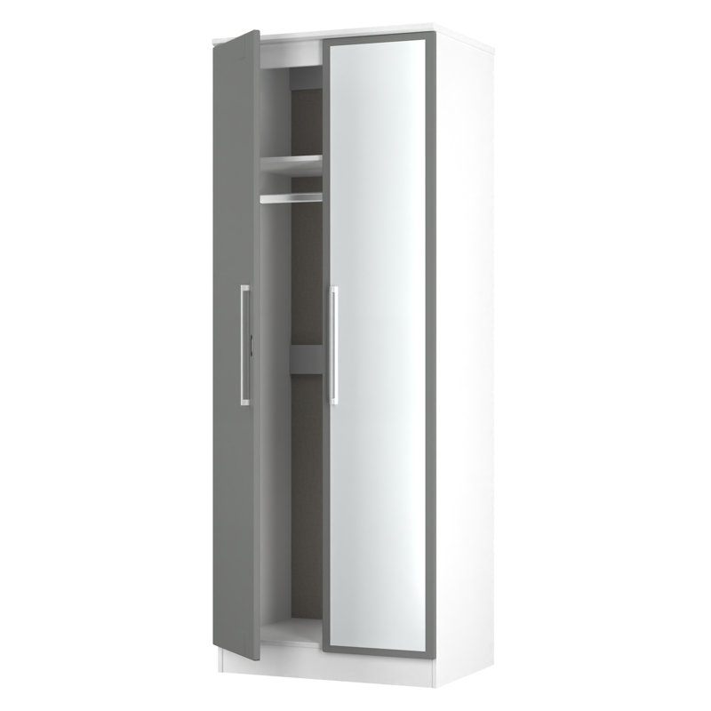 Bhodhini Manufactured Wood Wardrobe, Dusk Grey/White