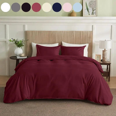 Housse de couette unie pour grand lit bourgogne pour bébé - mélange de coton et de peau grand, tissu respirant doux, sensation enveloppante douce en été et en hiver, avec bords renforcés, boulochage après le lavage, ajustement double