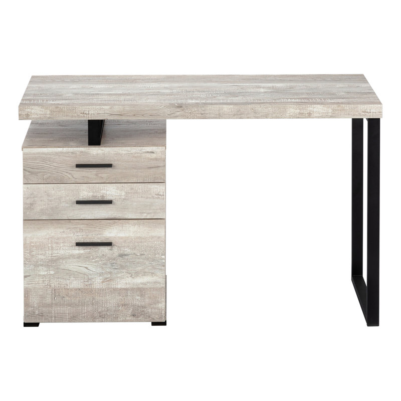 Bureau d'ordinateur, bureau personnel, ordinateur portable, installation à gauche, à droite, tiroirs de rangement, L 48 po, travail, stratifié, métal, contemporain, moderne