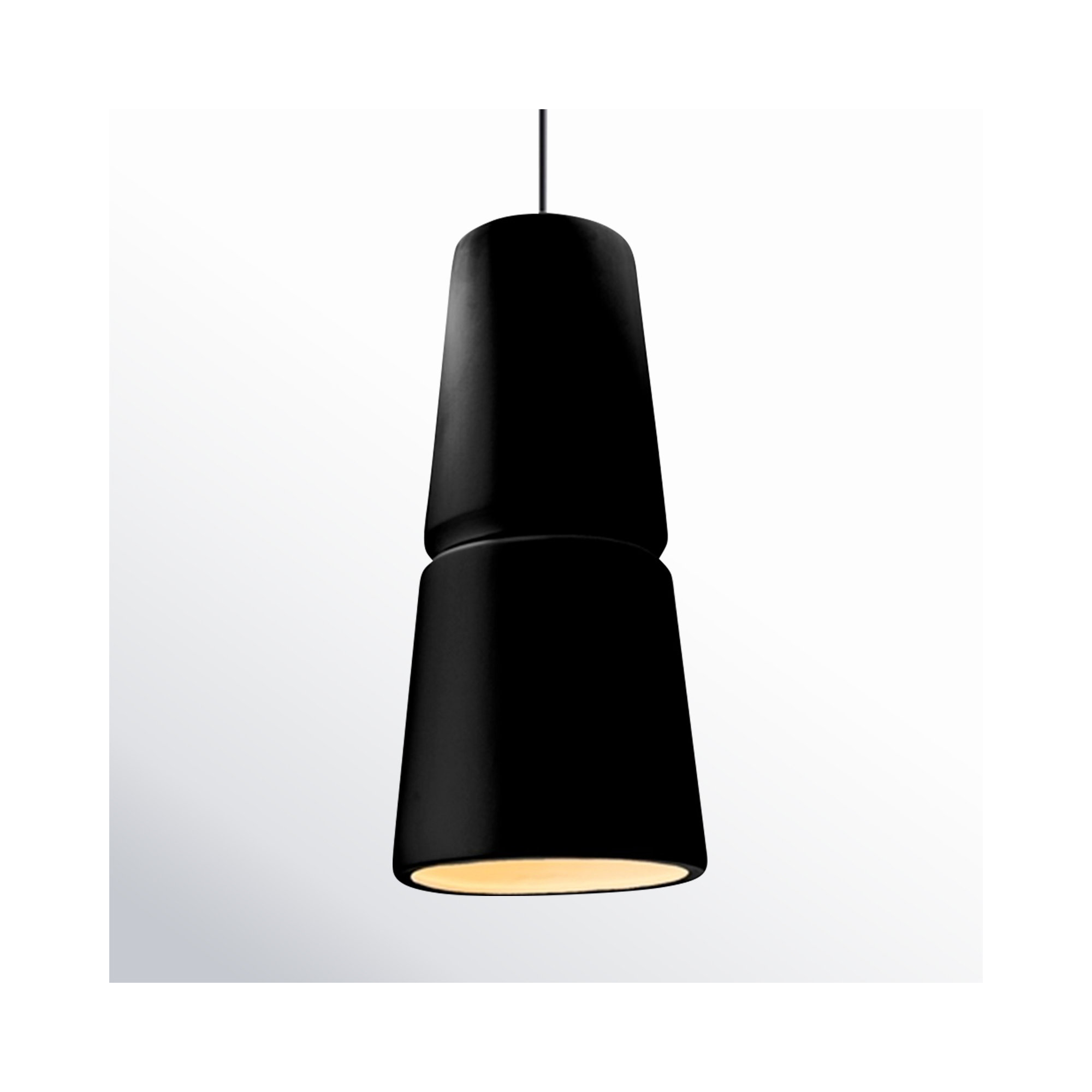 Logan 1 - Light Single Cone Pendant, Matte Black, Matte White, 18" H x 8" W x 8" D