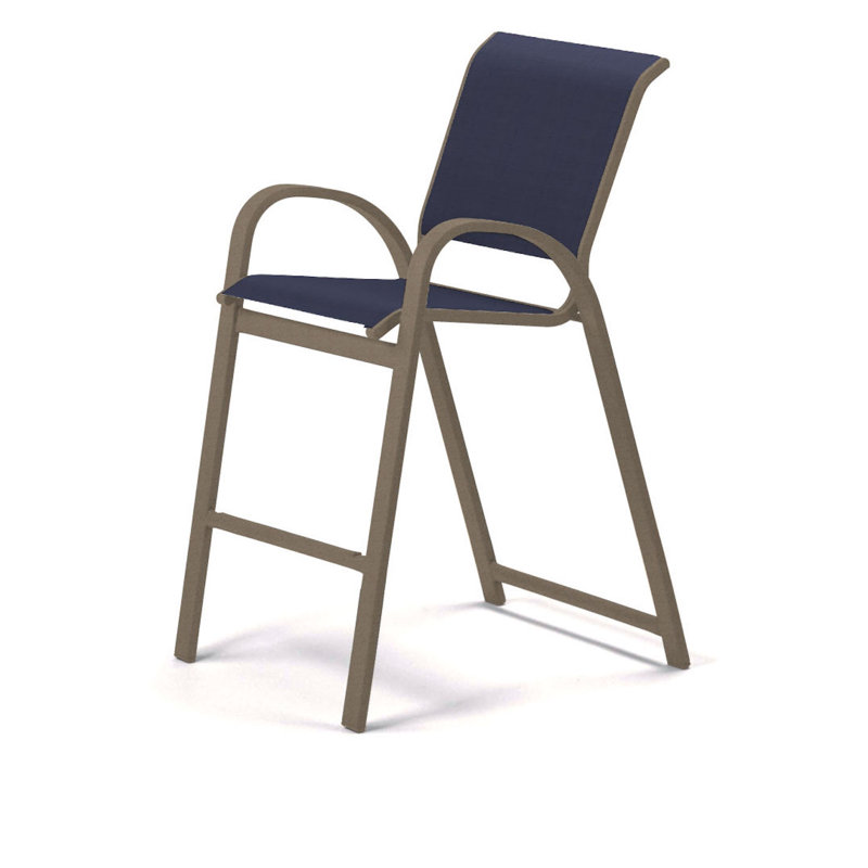 Tabouret de bar Holna, Bleu marine 13D Sunbrella®, Désert texturé