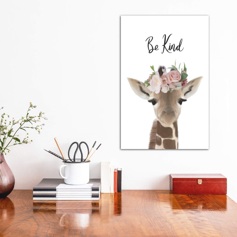 Décoration murale girafe floral Be Kind Kids, Toile tendue, H 18 po x l 12 po x 1,5 po