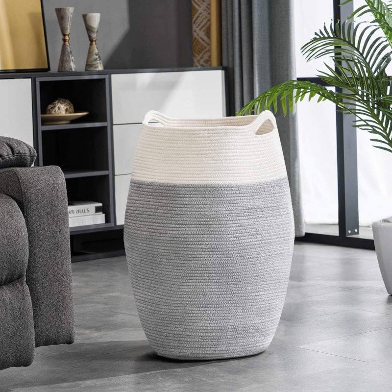 Très grand panier à linge en jute, Gris foncé