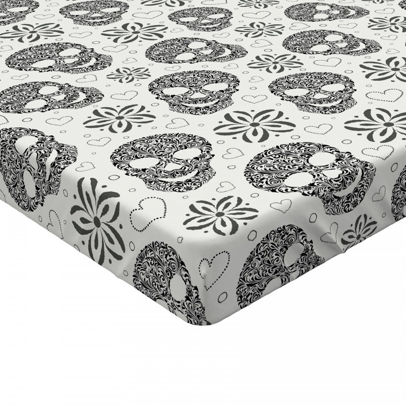 Microfiber Fitted Sheet, Black/White Geometric Shapes, Full Fitted Sheet